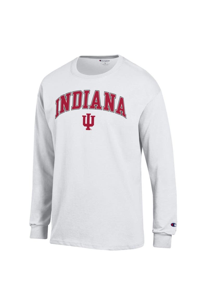 Men's Champion  White Indiana Hoosiers Arch Over Logo Long Sleeve T-Shirt, Alternate, color, White