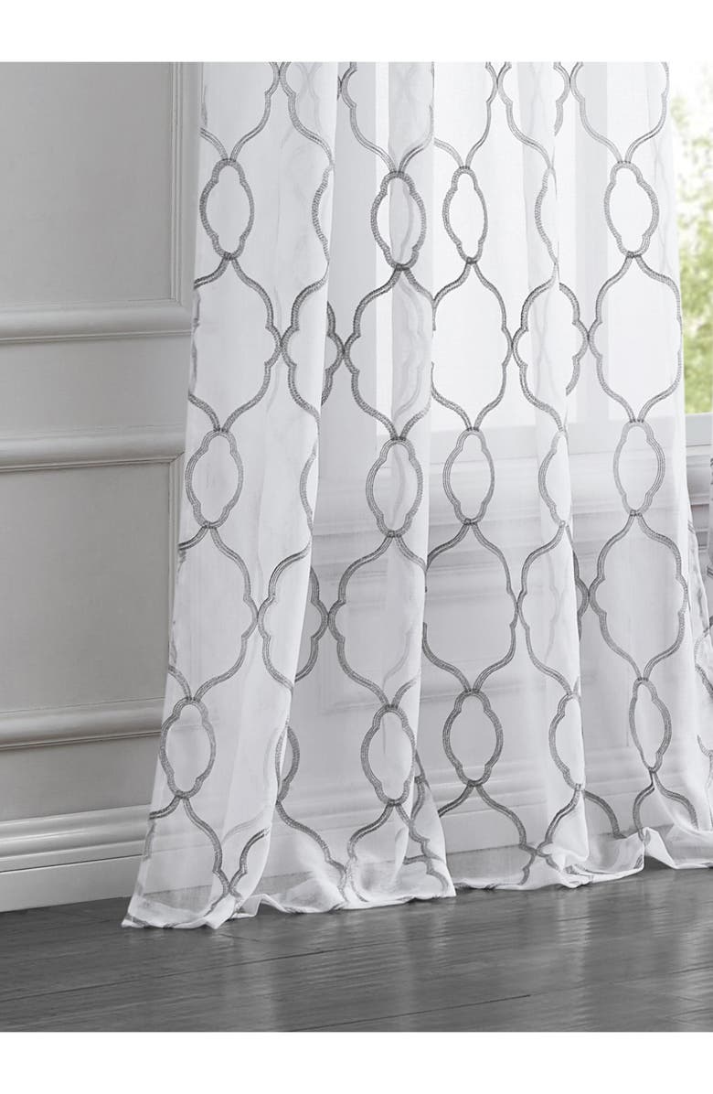 DAINTY HOME Single Sheer Panel Curtain, Alternate, color, White/ Silver