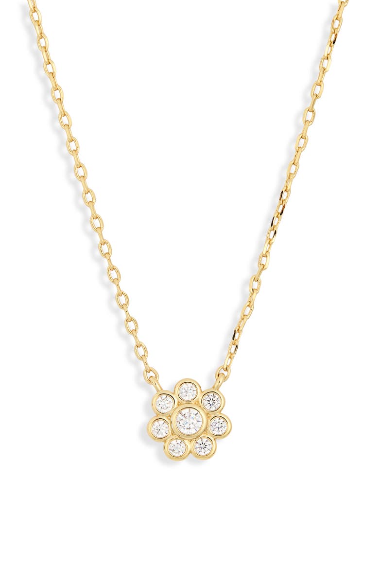 Daisy Cubic Zirconia Pendant Necklace, Main, color, GOLD