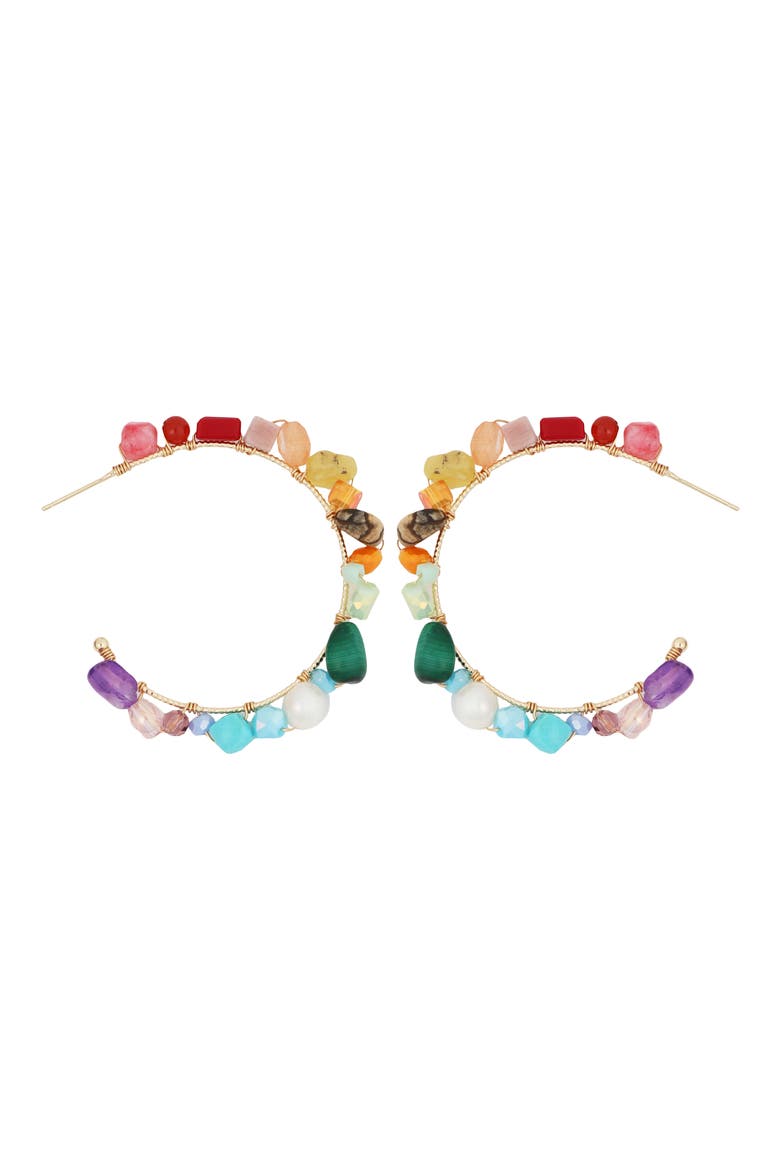 Stone Lined Hoop Earrings, Main, color, MULTI