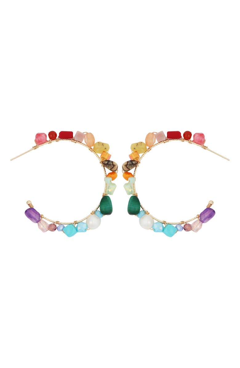 Panacea Stone Lined Hoop Earrings, Main, color, Multi