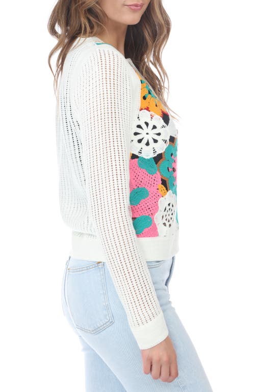 Rain And Rose Floral Open Knit Cardigan In As Is
