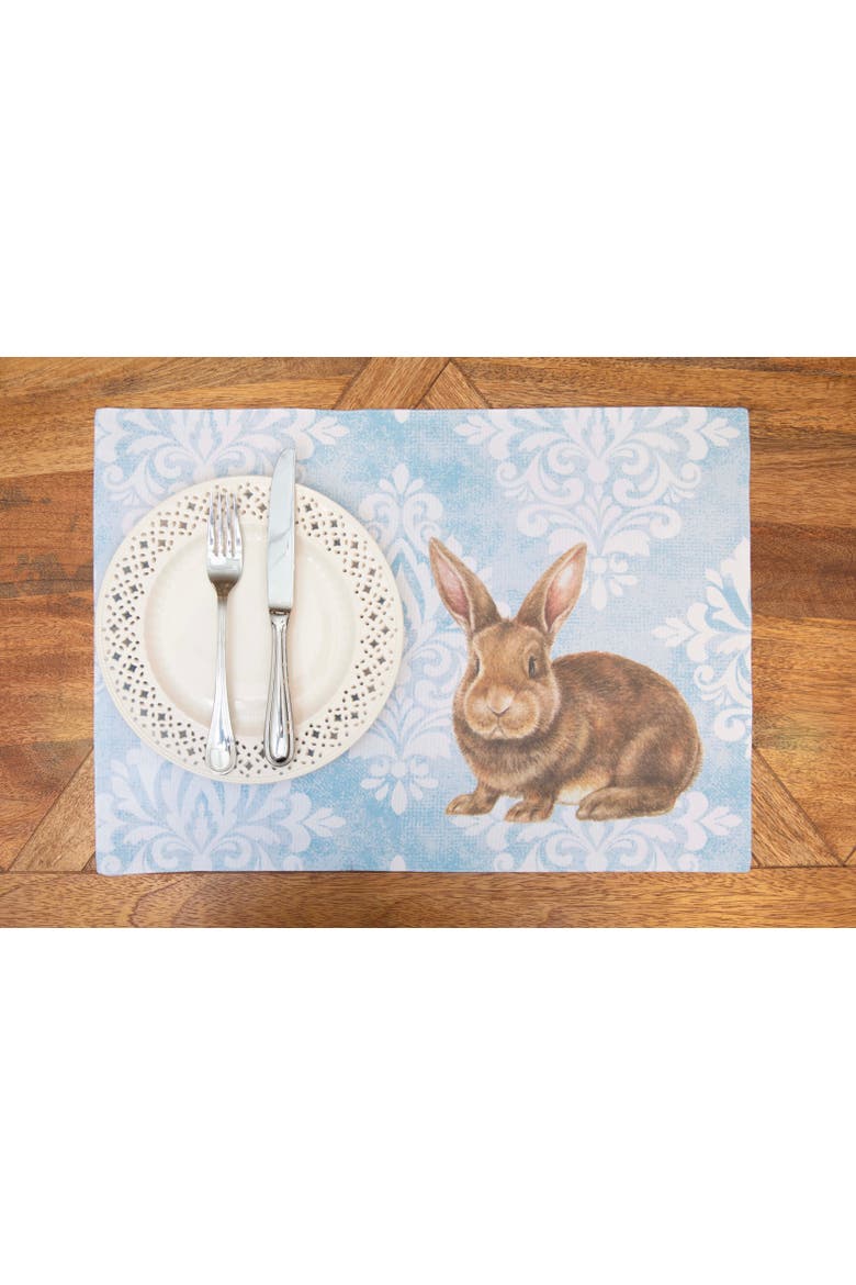 Damask Easter Bunny Placemat, Alternate, color, Blue