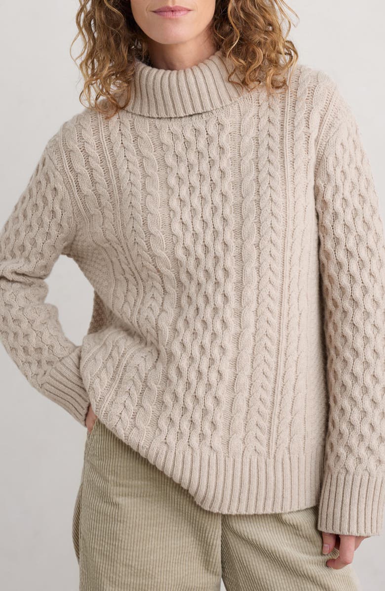 Seasalt Cornwall Pine Forest Cable Turtleneck Sweater, Main, color, 