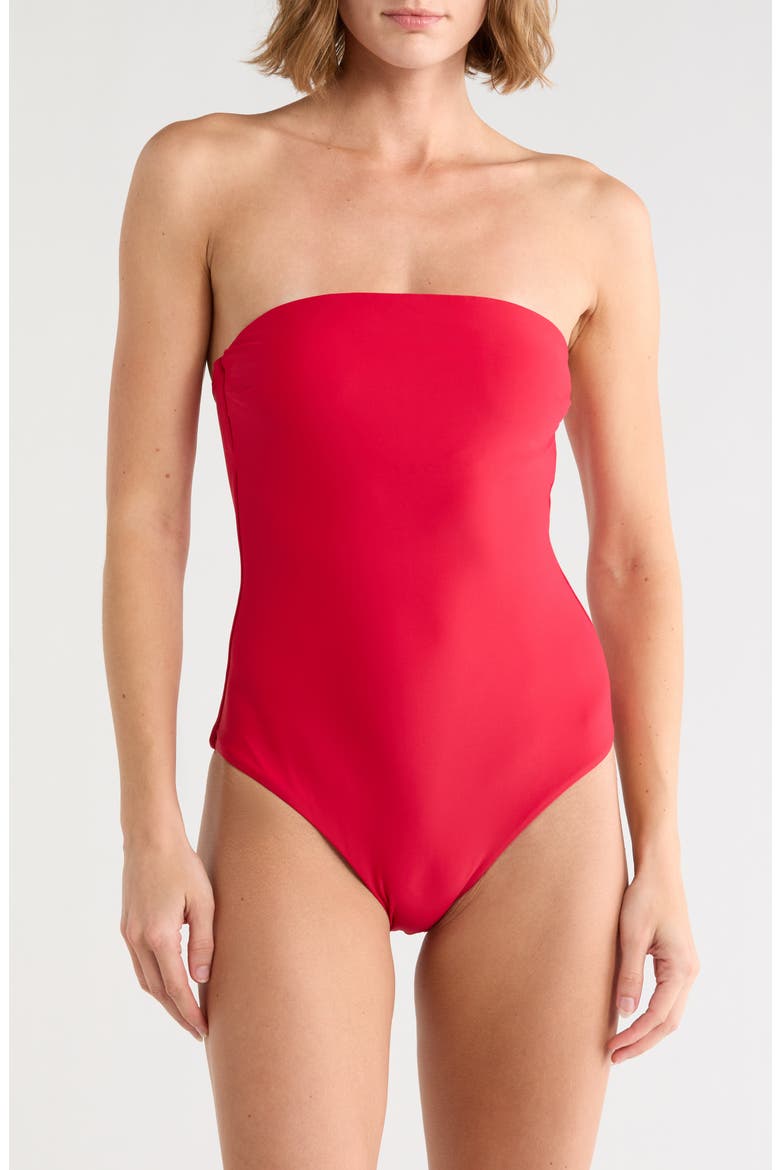 Bandeau One-Piece Swimsuit, Main, color, POPPY