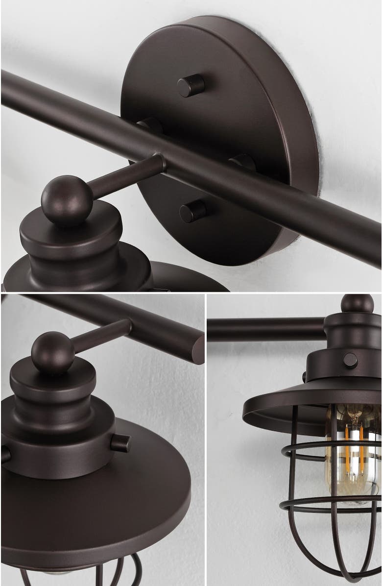 JONATHAN Y Ellis 24" 3-Light Industrial Farmhouse Vanity Light with Bathroom Hardware Accessory Set, Alternate, color, 