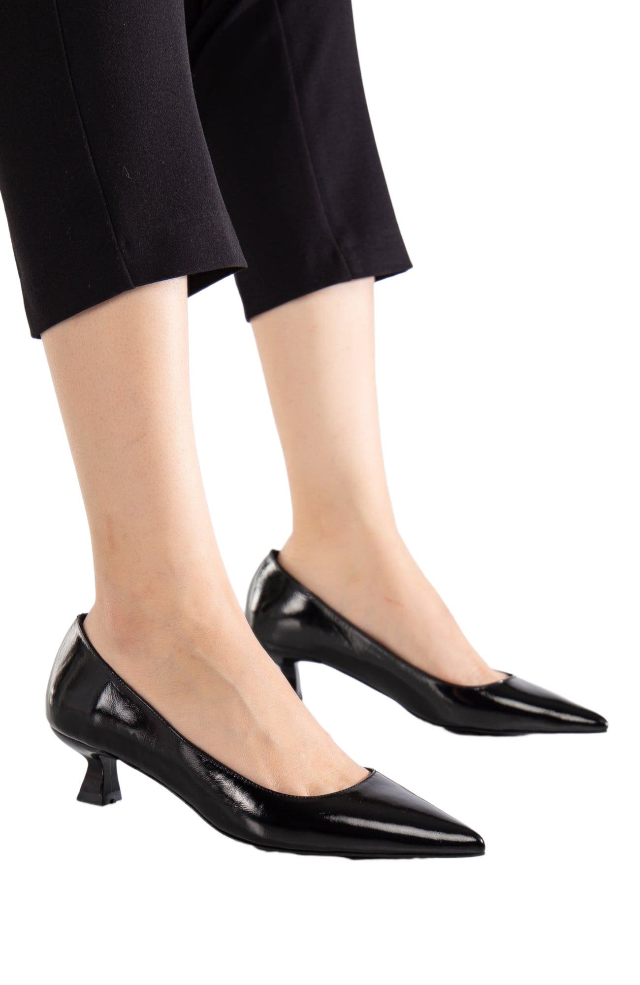 Forever & Always Shoes Helly Kitten Heel Leather Stiletto Pumps, Alternate, color, Black Patent Leather