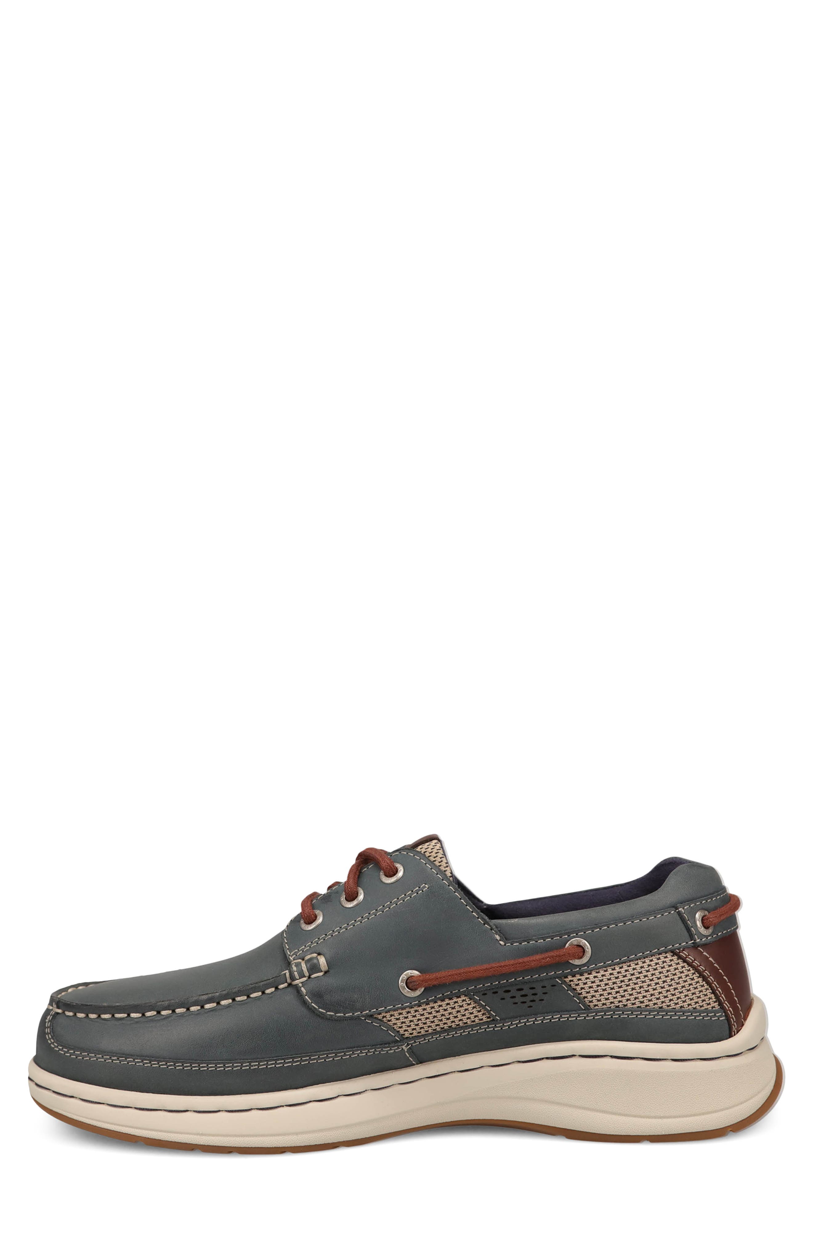 Bayside Leather Boat Shoe, Alternate, color, NAVY/ DARK TAN