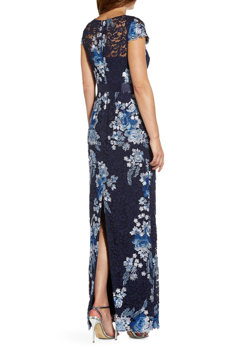 Adrianna Papell Embroidered Lace Gown, Alternate, color, 