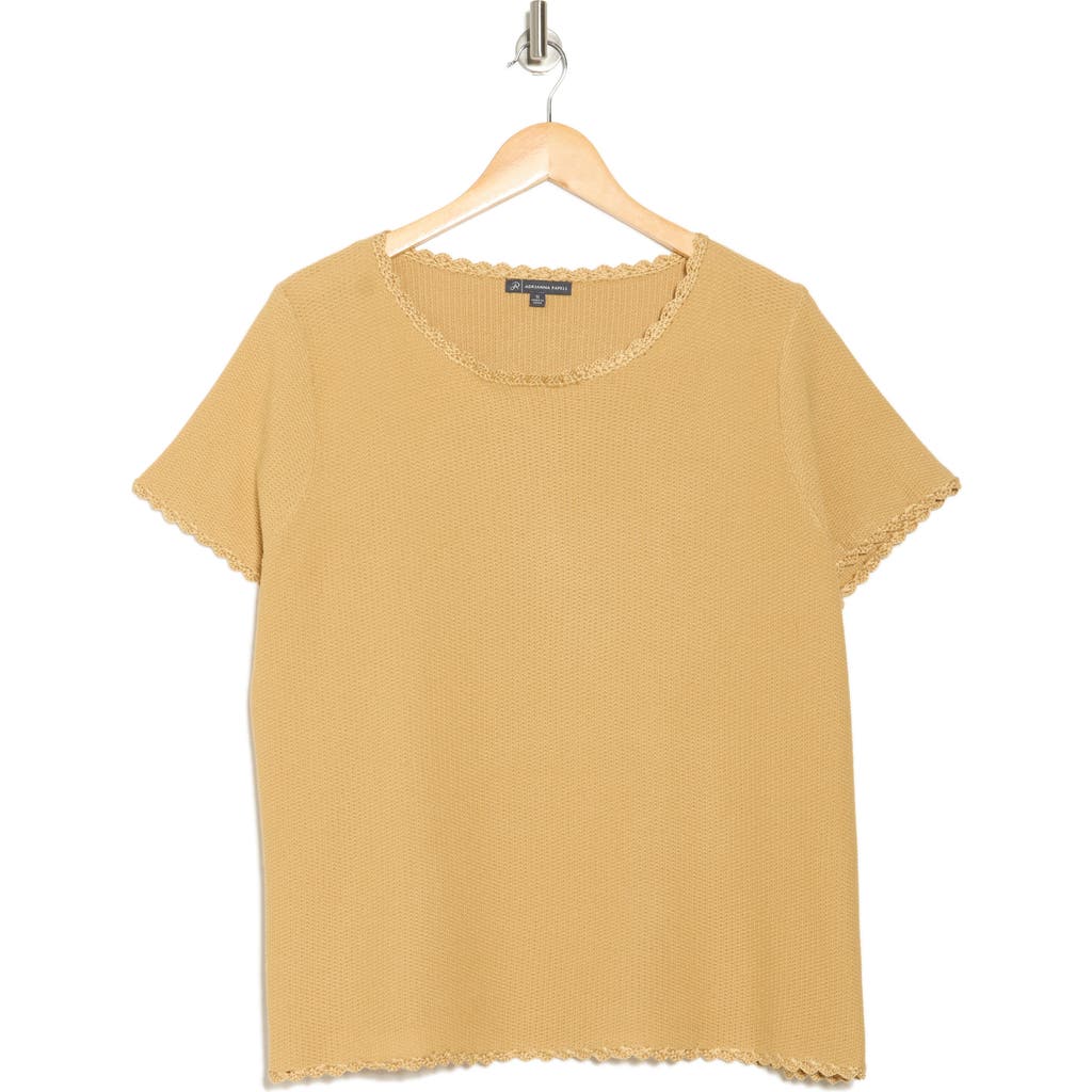Adrianna Papell Boat Neck Cap Sleeve Seed Stitch Sweater In Brown