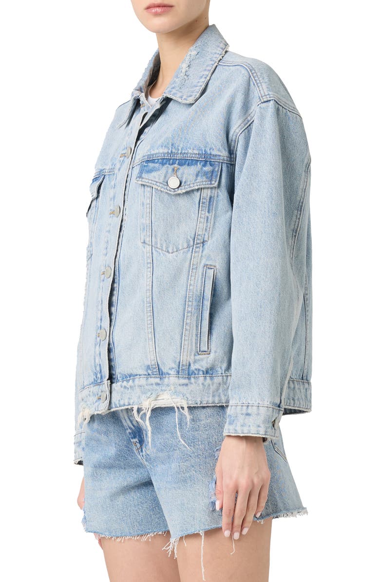 BLANKNYC Distressed Oversize Denim Trucker Jacket, Alternate, color, 