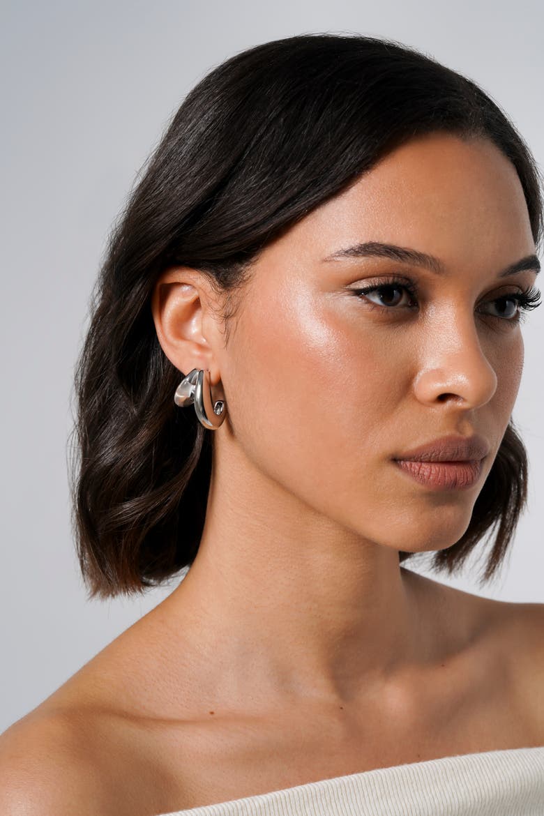 Double Take Hoops, Alternate, color, Silver