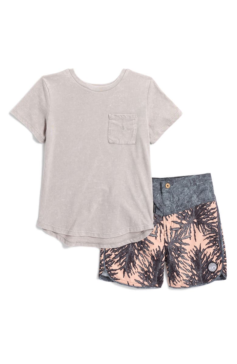 Volcom Kids' Acid Washed Jersey T-Shirt & Shorts Set, Main, color,