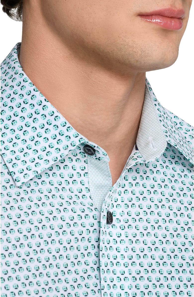 CONSTRUCT Slim Fit Gem Geo Performance Long Sleeve Shirt, Alternate, color, White/Green