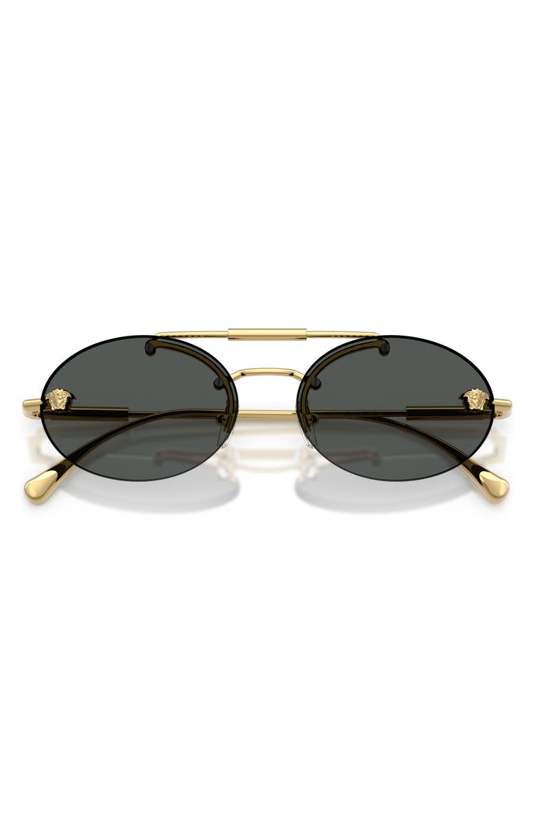 Versace 56mm Oval Sunglasses, Alternate, color, Gold / Dark Grey