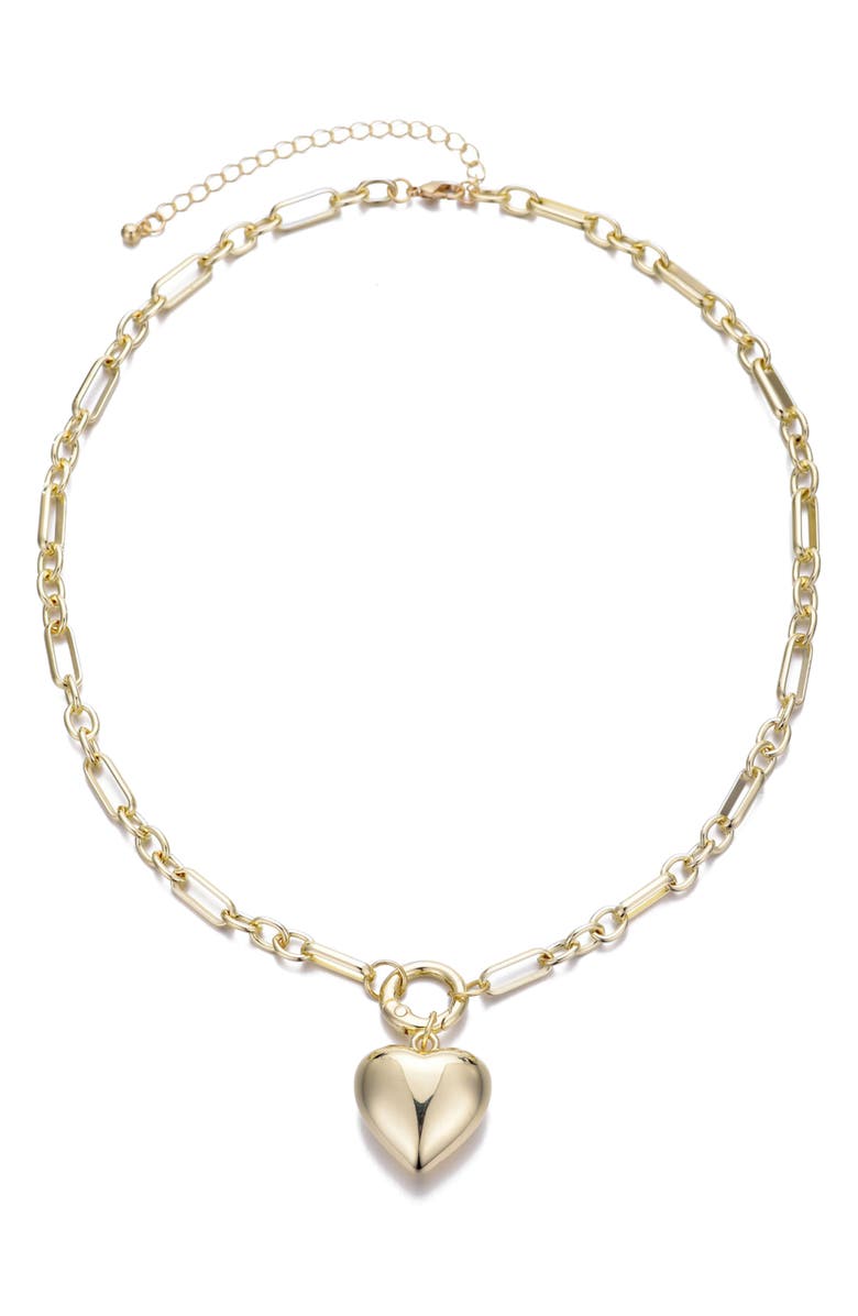 Adornia Puffy Heart Pendant Necklace, Alternate, color, Gold