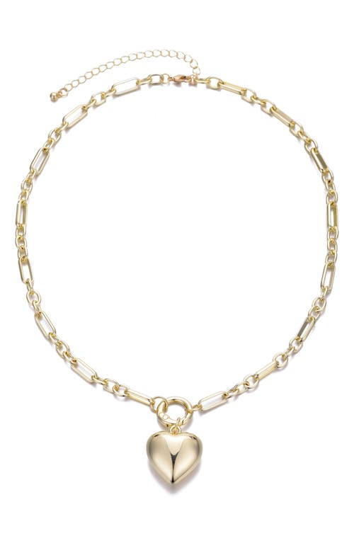 Adornia Gold Plated Puffy Heart Link Necklace In Gold