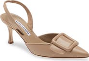 Manolo Blahnik Maysli Buckle Slingback Pointed Toe Pump