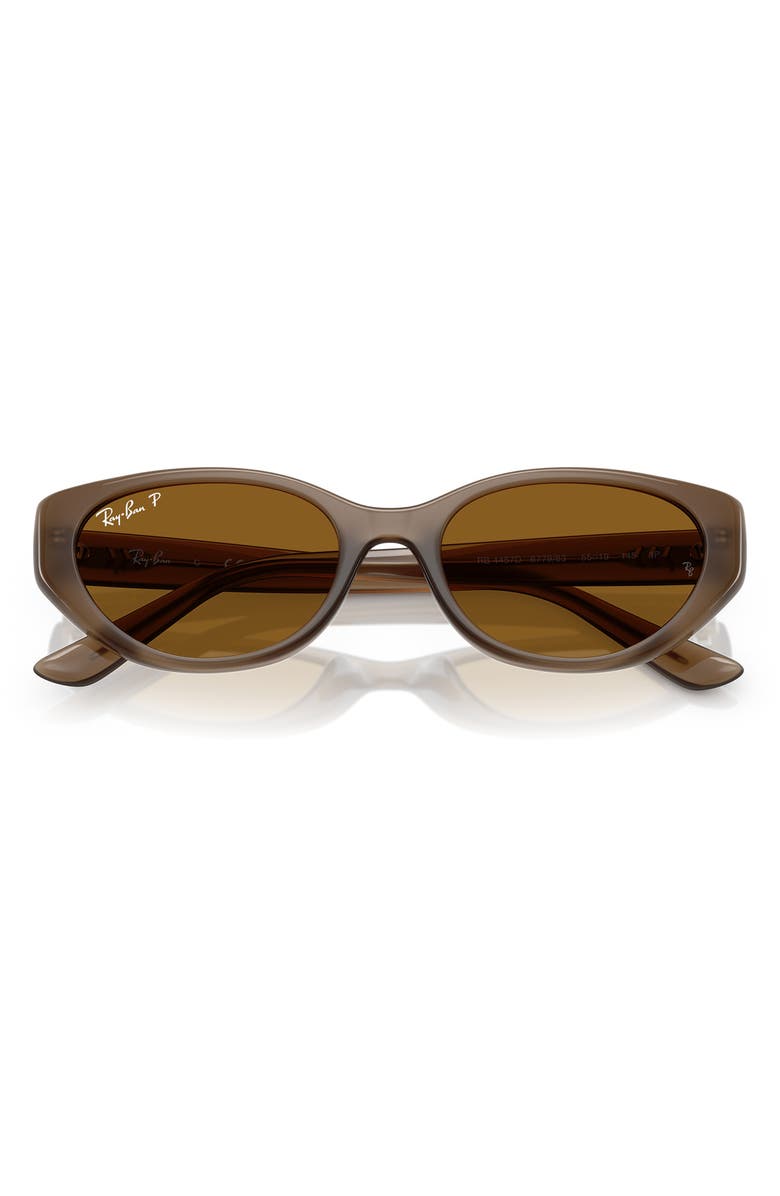 Ray-Ban 55mm Polarized Pillow Sunglasses, Alternate, color, Transparent Brown