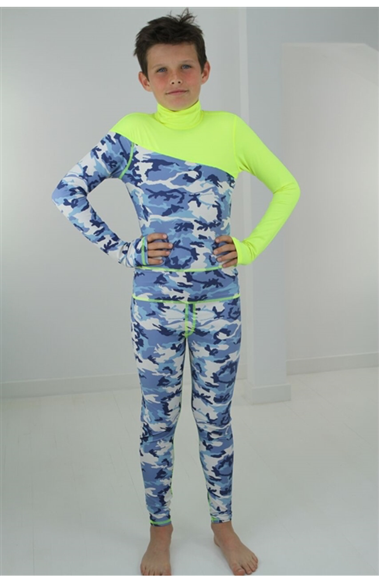 TUTUBLUE Boys' Full-Body One-Piece Swimsuit - UPF 50+, Main, color, Blue Camo