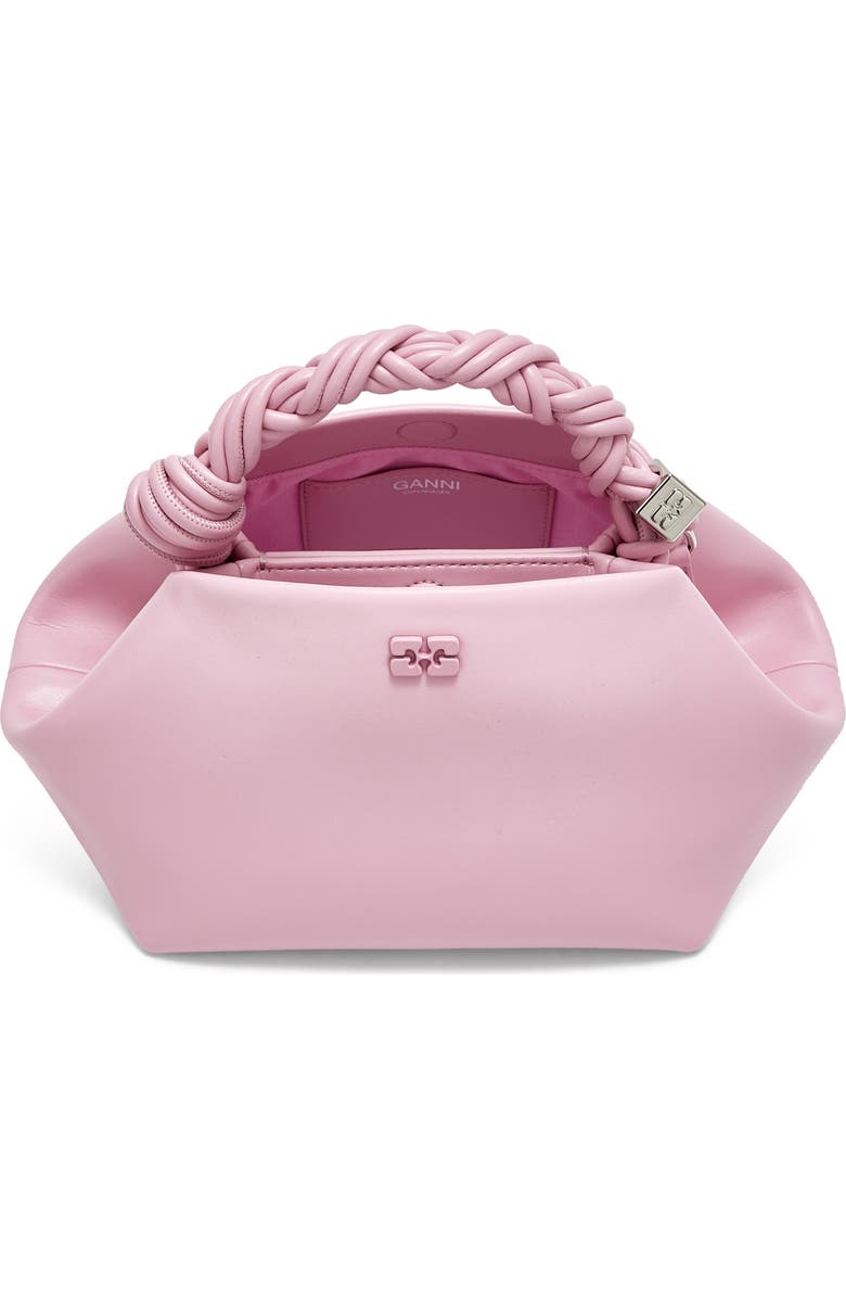 Ganni Small Bou Recycled Leather Top Handle Bag, Alternate, color, Pink Nectar