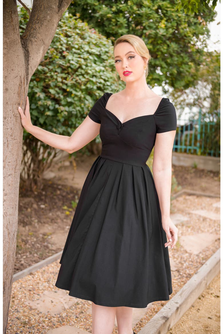 Sweetheart Midge Swing Dress, Alternate, color, Black