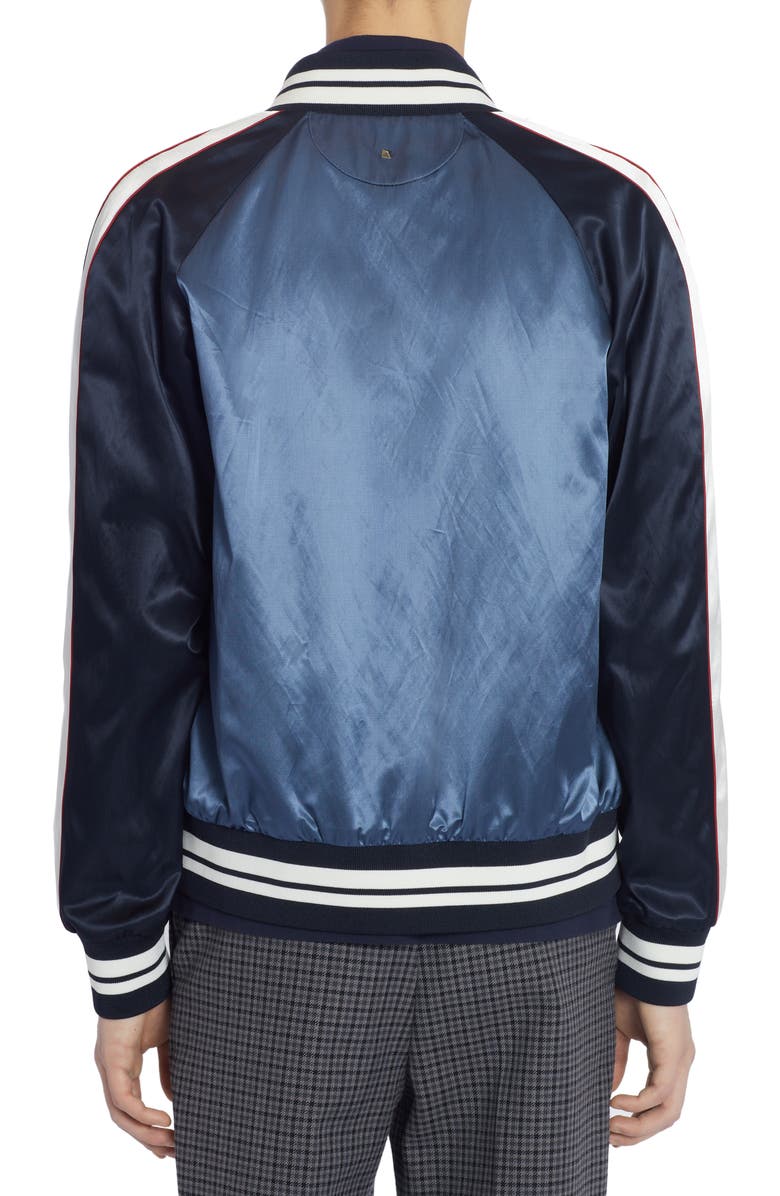 Valentino Garavani Embroidered Logo Satin Bomber Jacket, Alternate, color,