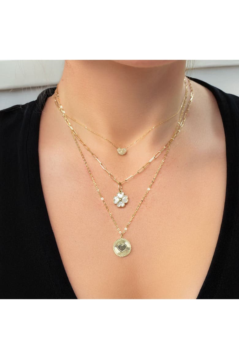 Mini Diamond Heart Necklace, Alternate, color, Yellow Gold