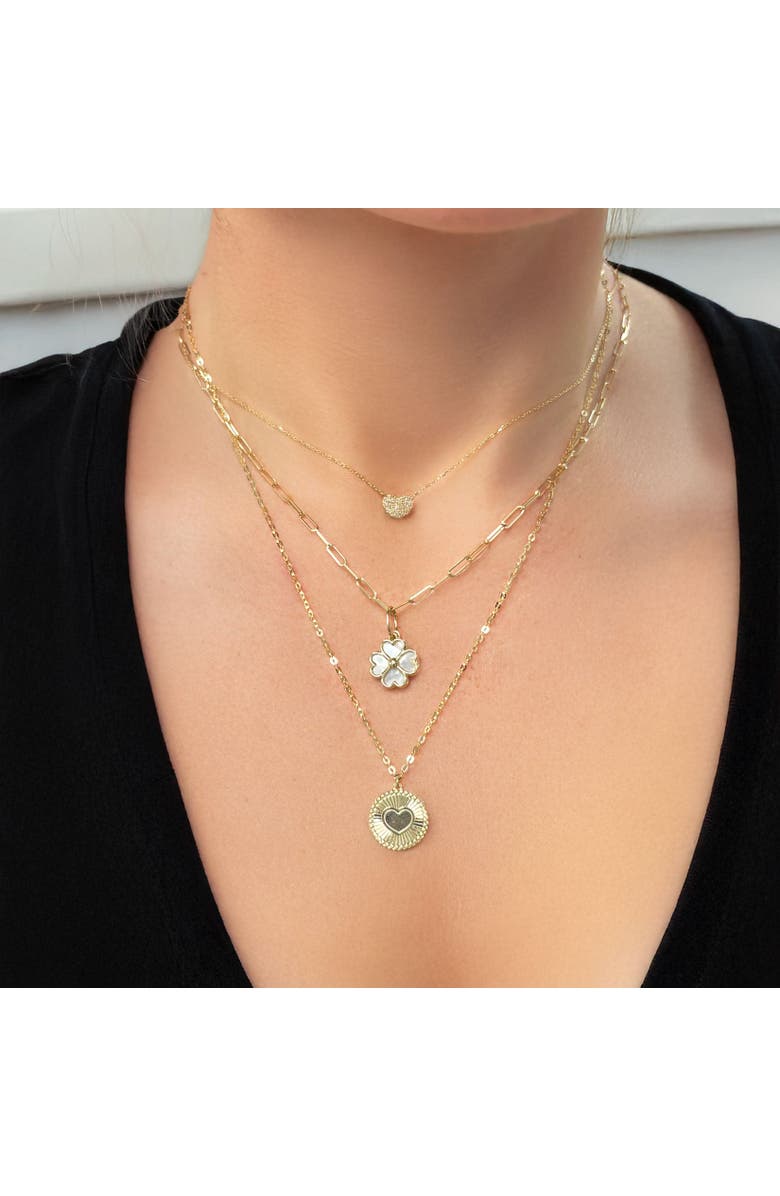 The Lovery Fine Jewelry Gold Heart Medallion Necklace, Alternate, color, 