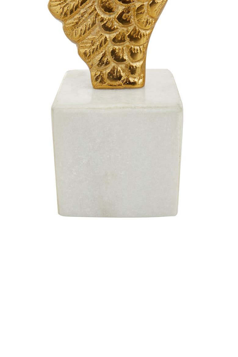 Goldtone Aluminum Bird Wings Bookend with Marble Base - Set of 2, Alternate, color, GOLD