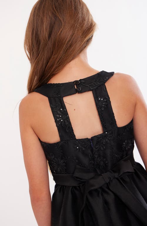 Bonnie Jean Kids' Sequin Lace Belted High-low Party Dress In Black