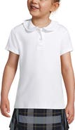 Lands' End Girls Short Sleeve Ruffled Peter Pan Collar Knit Shirt