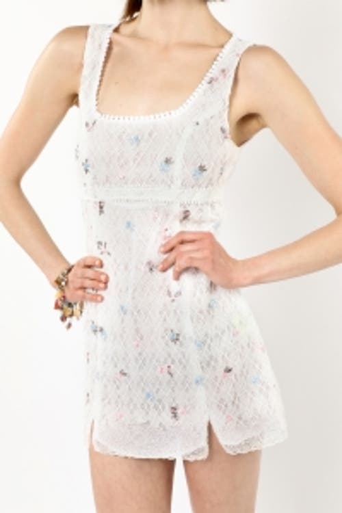 Anna Sui White Embroidered Lacey Trellis Minidress