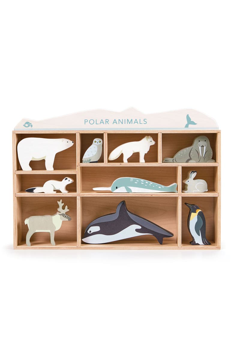 Tender Leaf Toys Polar Animals 10-Piece Wooden Toy Set & Shelf, Main, color, Multi