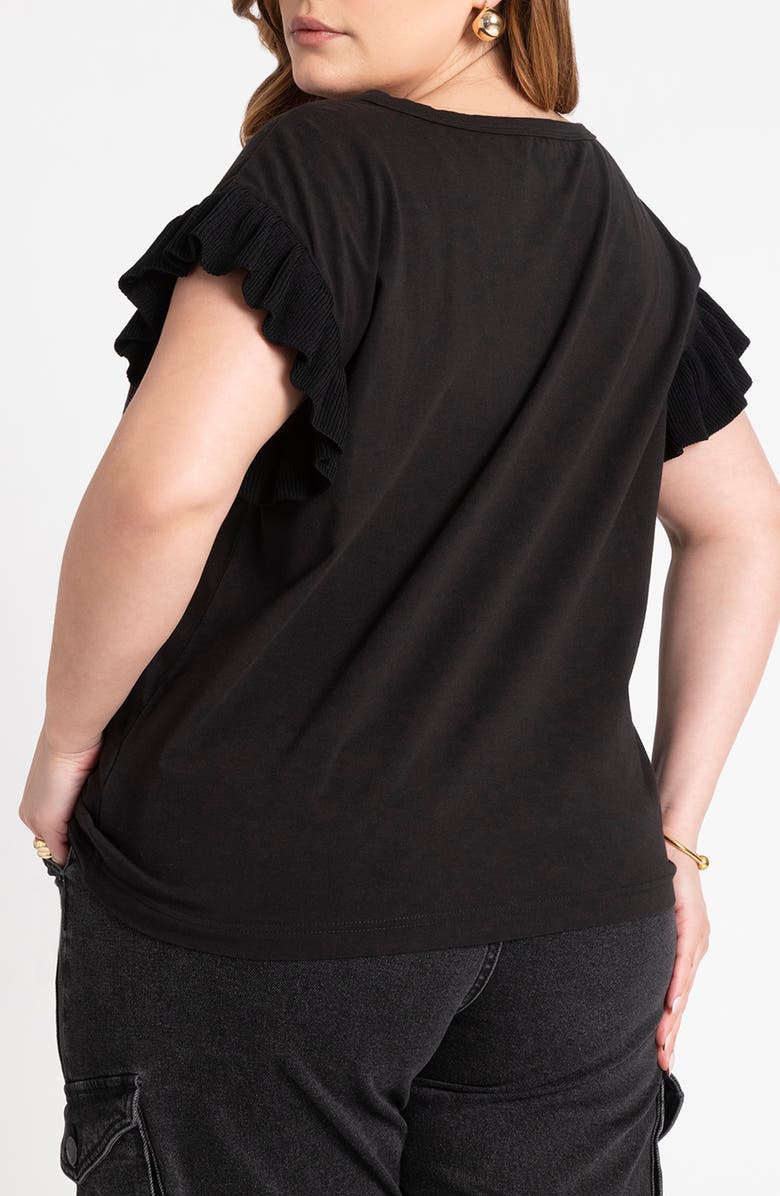ELOQUII Ruffle Sleeve T-Shirt, Alternate, color, 