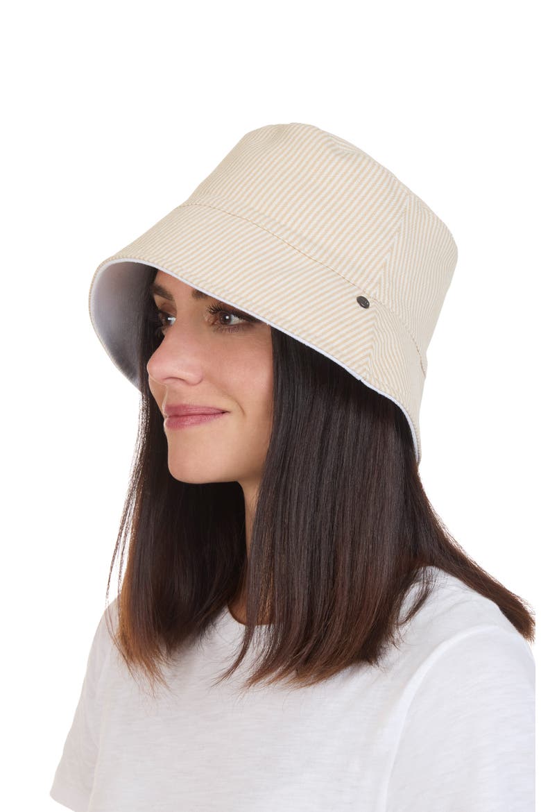 Stripe Canvas Bucket Hat, Alternate, color, TUSK