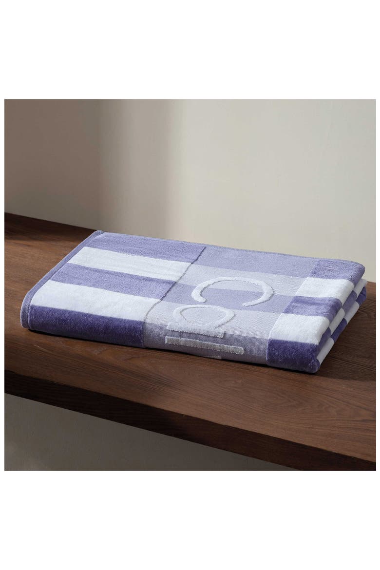 Beach Stripe Logo Towel, Alternate, color, TWLIGHT PURPLE/WHITE