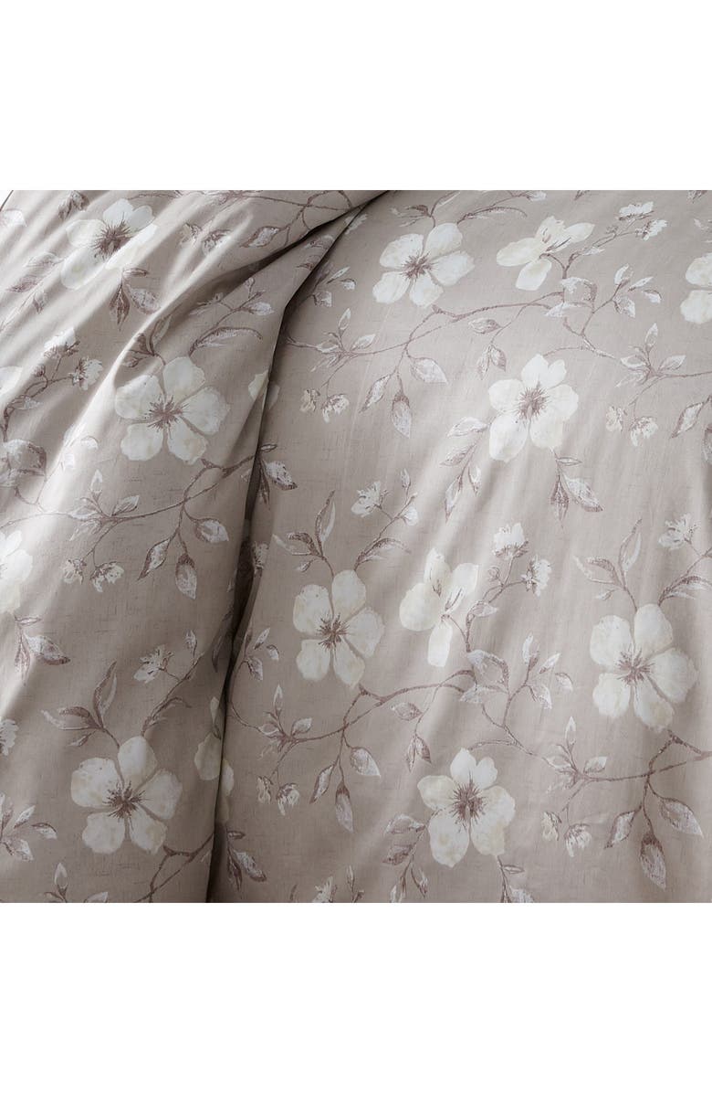 SOUTHSHORE FINE LINENS Ultra-Soft 300 Thread-Count Cotton Duvet Cover Set, Main, color, Floral Taupe / Grey