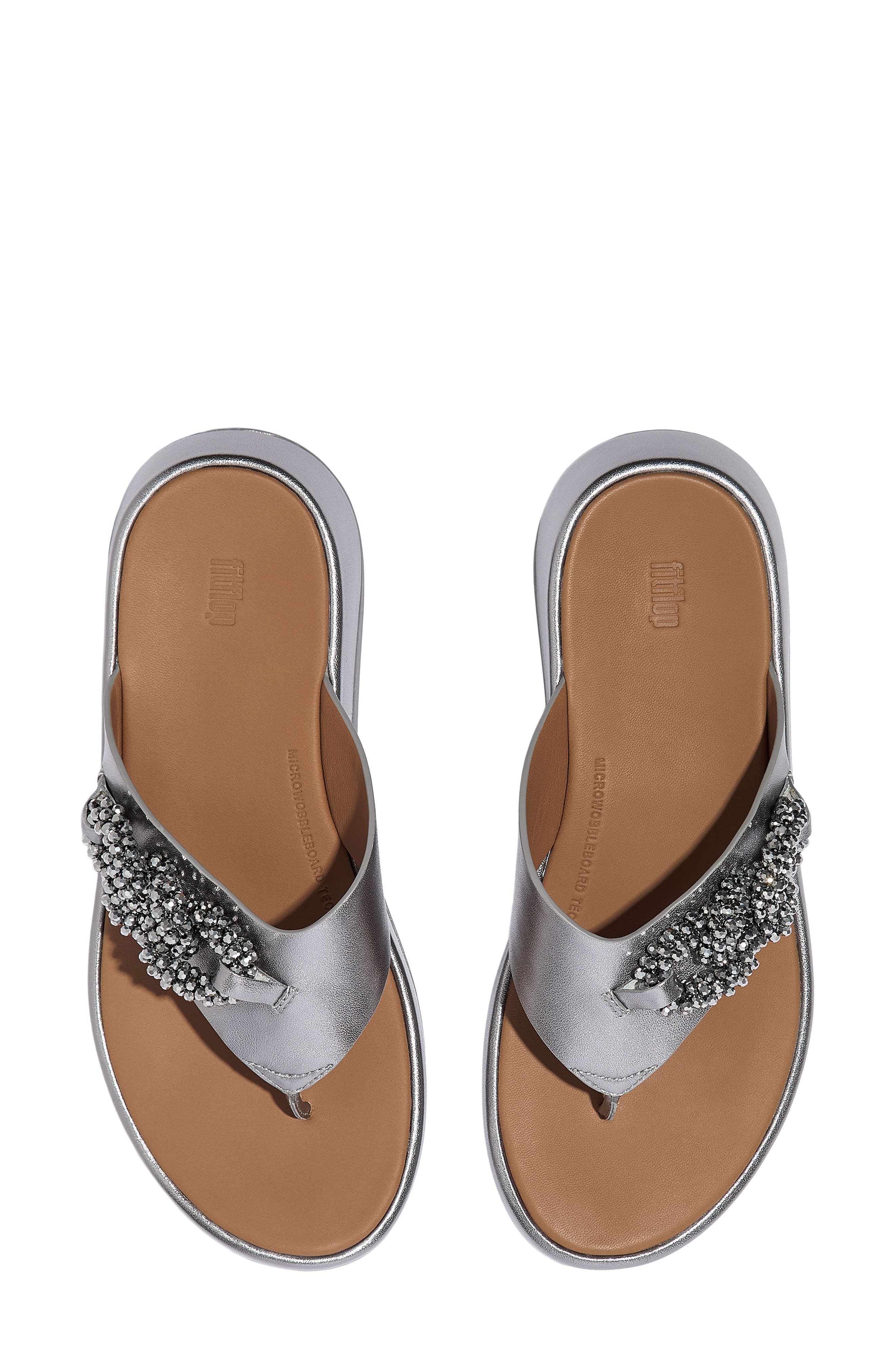 FitFlop F-Mode Beaded Chain Platform Sandal, Alternate, color, Silvereen