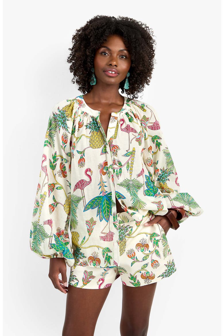 Norry Long-Sleeve Flamingo Fizz Voile Top, Alternate, color, Flamingo Fizz Voile