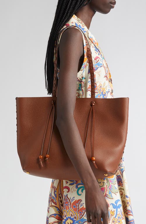 Etro Shopping Essential Leather Tote In Brown