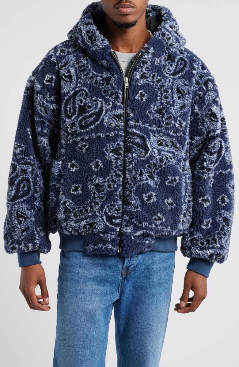 BDG Urban Outfitters Paisley Fleece Hooded Jacket, Alternate, color,