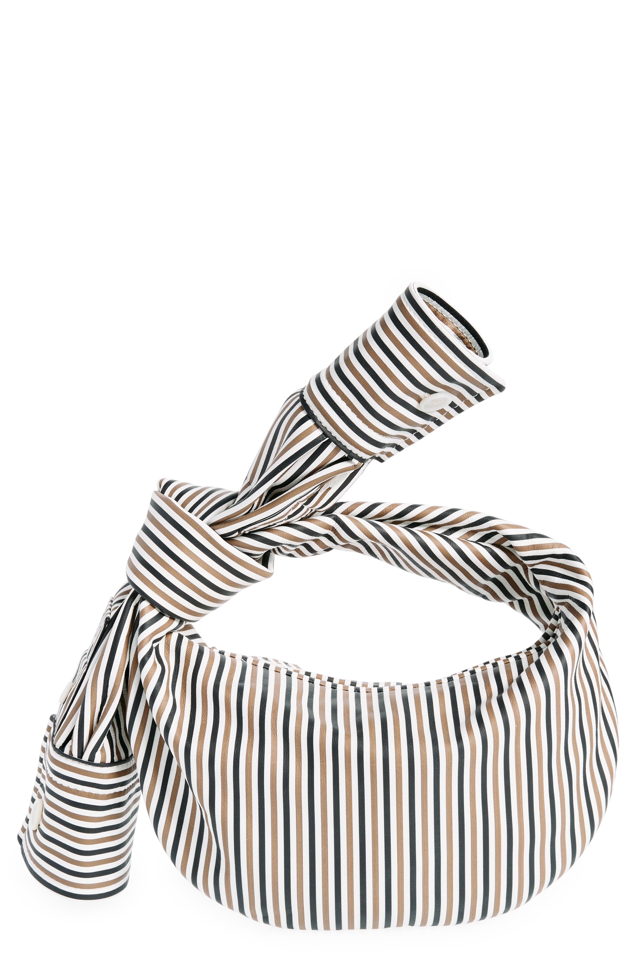 Mini Jodie Stripe Shirt Leather Top Handle Bag, Main, color, CAMEL/ BLACK/ BRASS