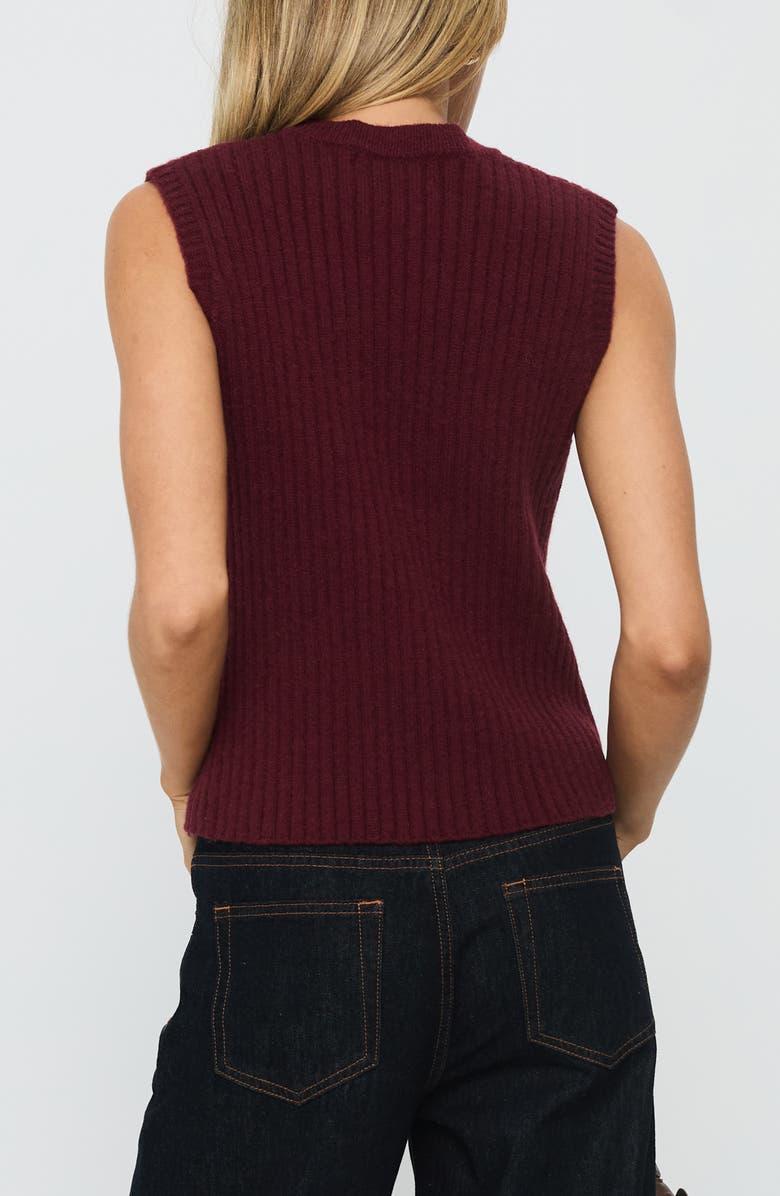 Princess Polly Jessabell Rib Sleeveless Sweater, Alternate, color, Wine