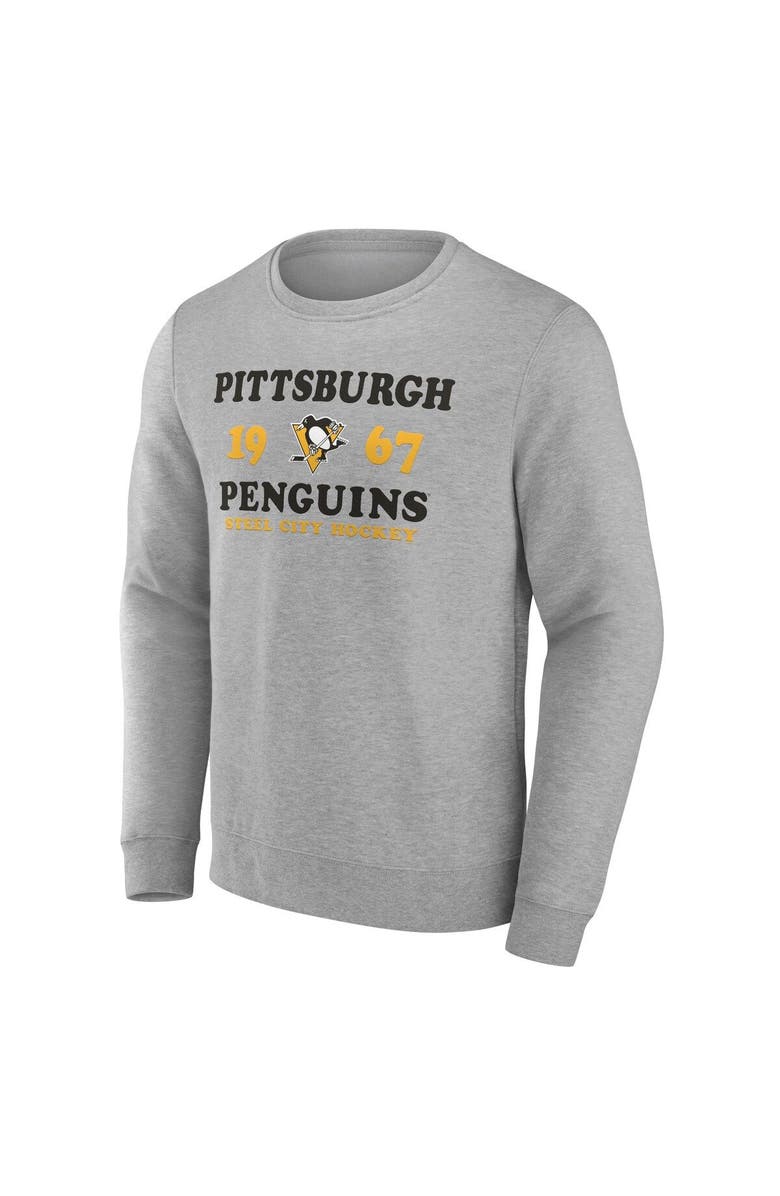 FANATICS Men's Fanatics Branded Heather Charcoal Pittsburgh Penguins Fierce Competitor Pullover Sweatshirt, Alternate, color, Charcoal