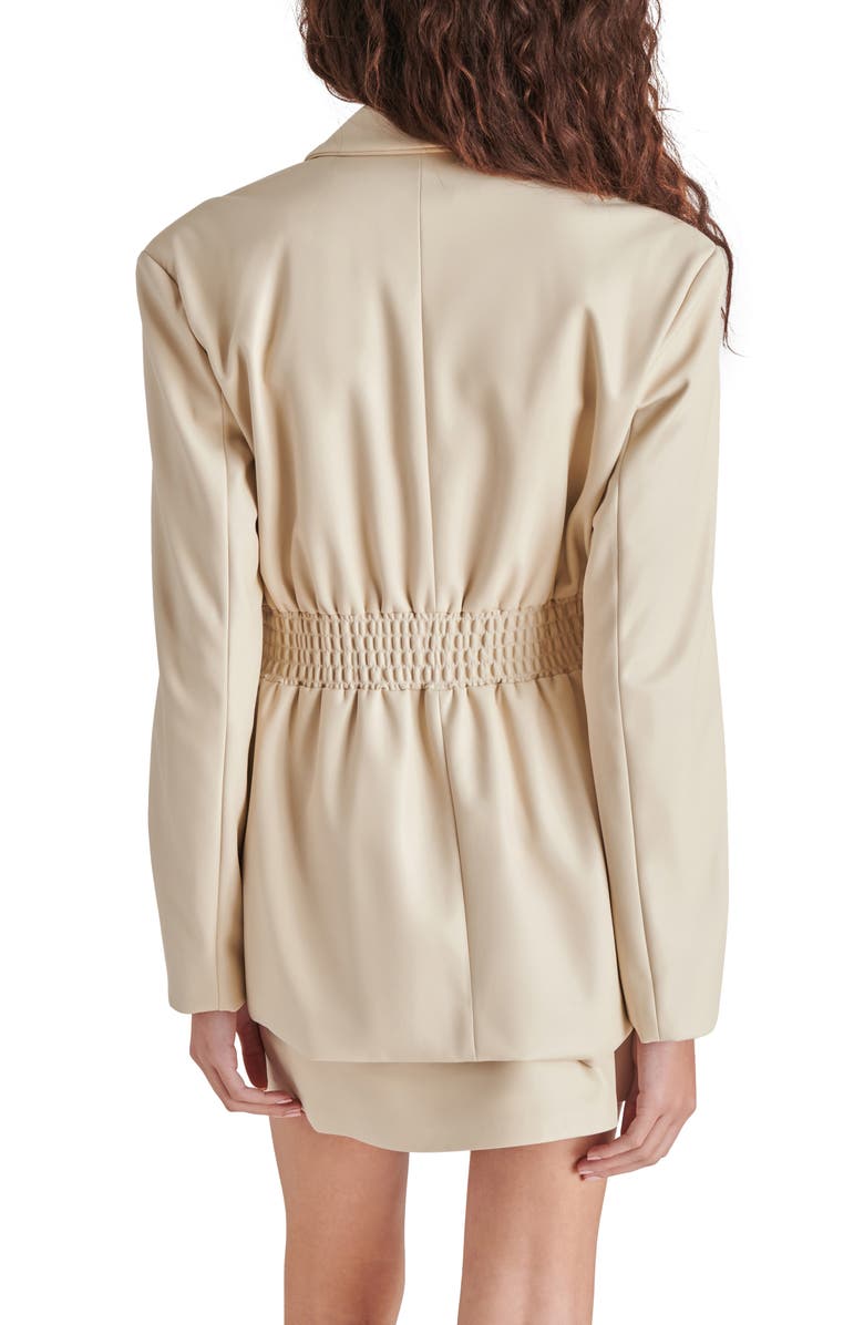 Steve Madden Frida Smock Waist Faux Leather Blazer, Alternate, color, Bone