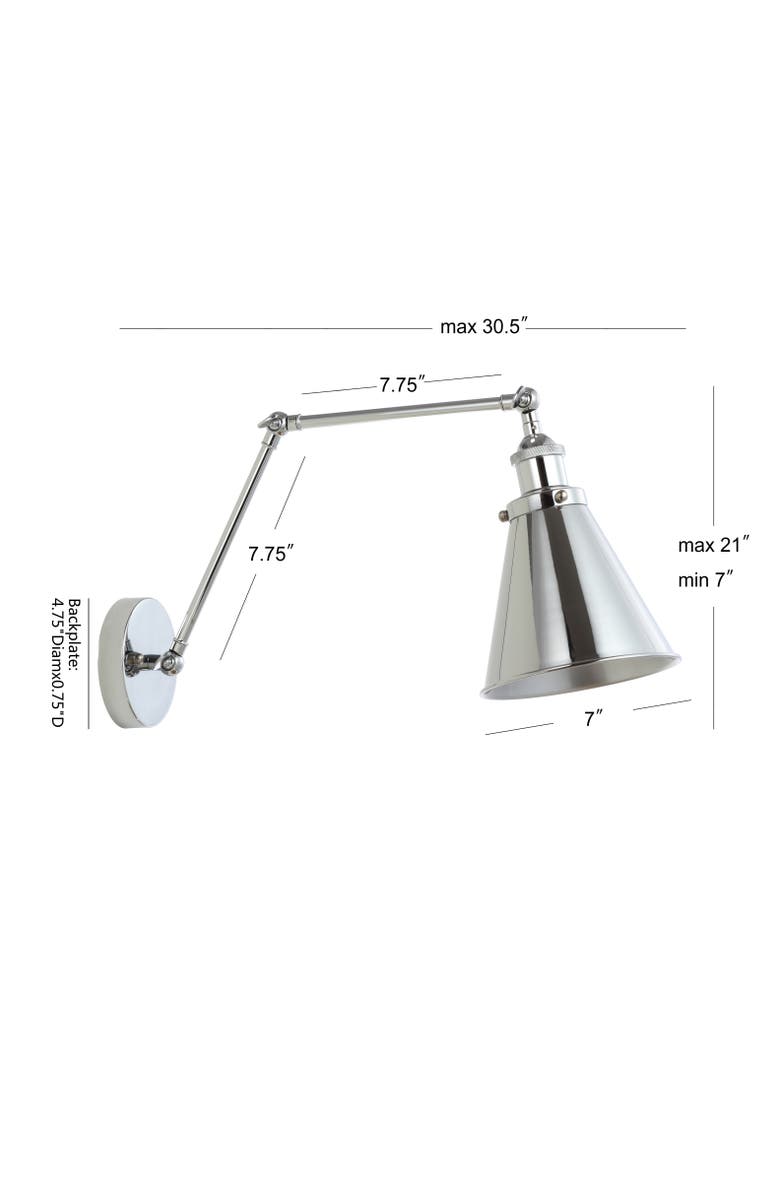 JONATHAN Y Rover Adjustable Arm Metal LED Wall Sconce, Alternate, color, Chrome