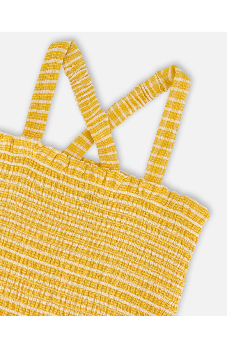 Deux par Deux Little Girl's Smocked Tank Top Pale Yellow And White, Alternate, color, Pale Yellow And White
