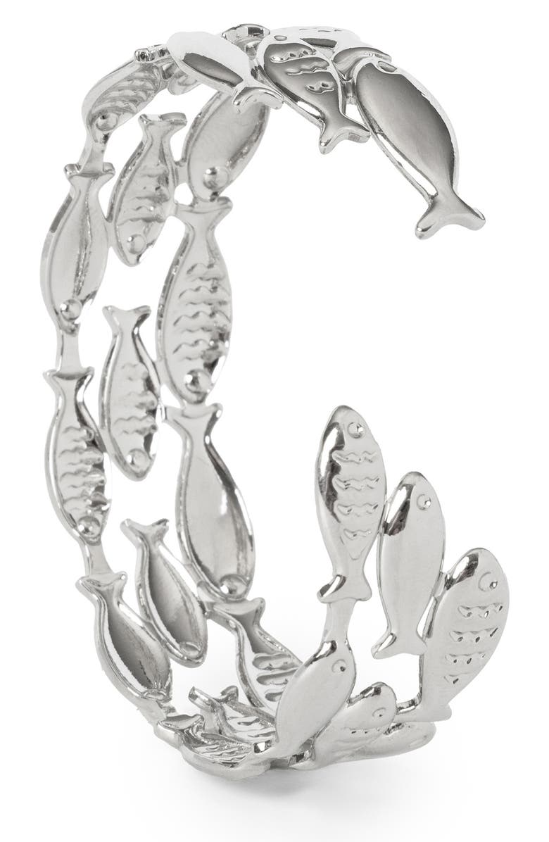 SAACHI Fish Cuff Bracelet, Alternate, color, Silver
