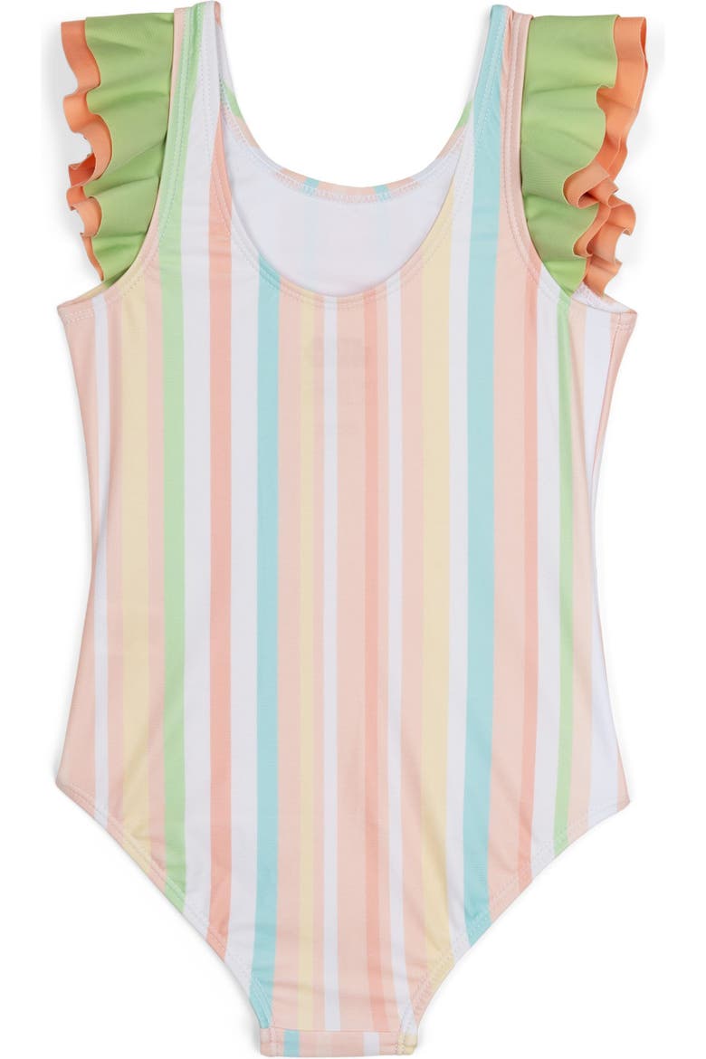 The Mandalorian Grogu One Piece Bathing Suit, Alternate, color, Grogu Pastel Stripe